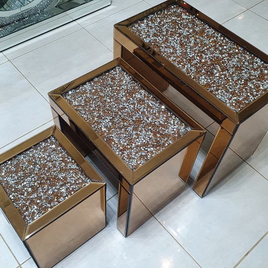 rose gold 3pc side tables