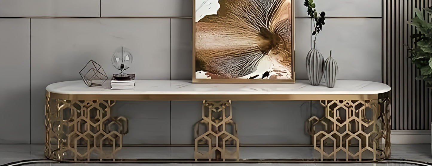Gold marble tv stand