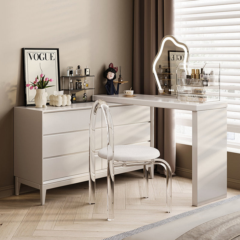 Extendable chest of drawers with led mirror and stool