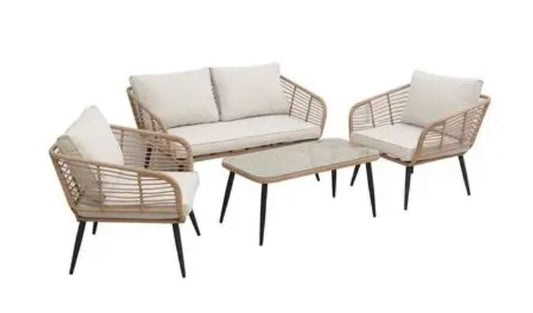 Outdoor patio wicker set beige