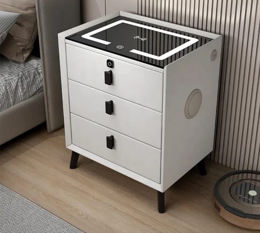 White smart pedestal wireless charging Bluetooth