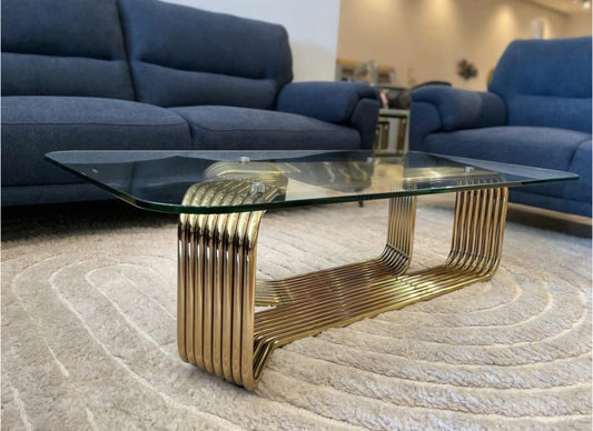 Gold glass coffee table