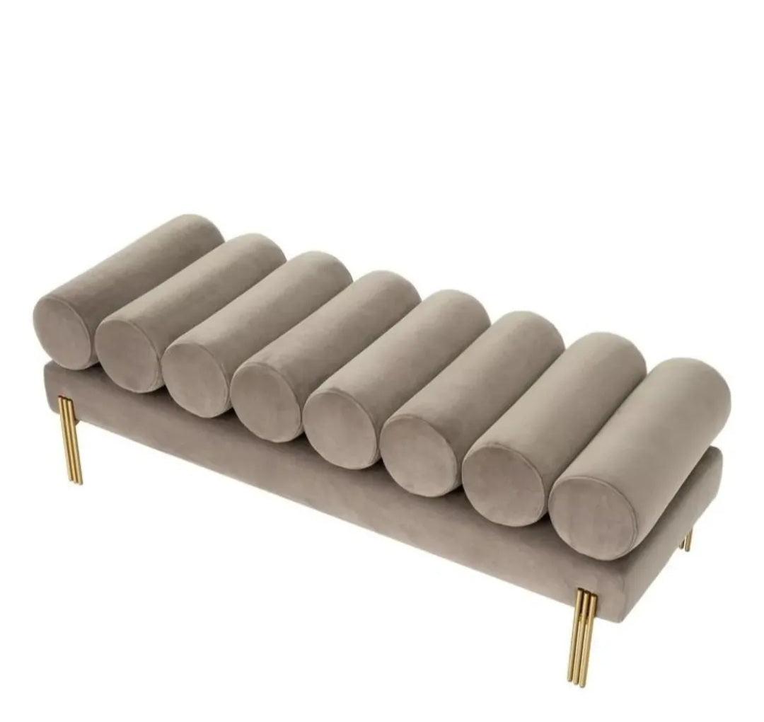 Velvet stool bench gold legs