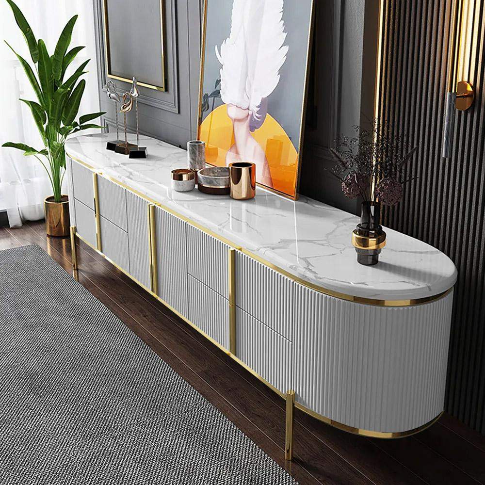 white and gold plasma stand