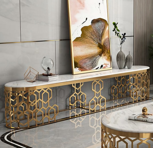 Gold marble tv stand