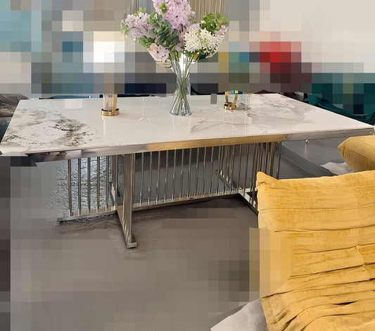 10/12 seater silver marble dining table