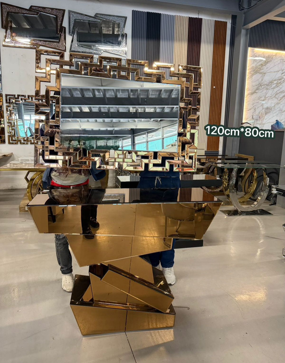 Rose gold console and mirror