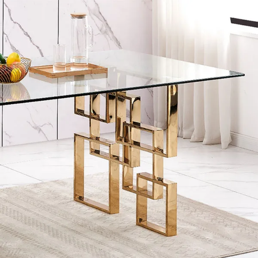 Gold glass 6 seater dining table