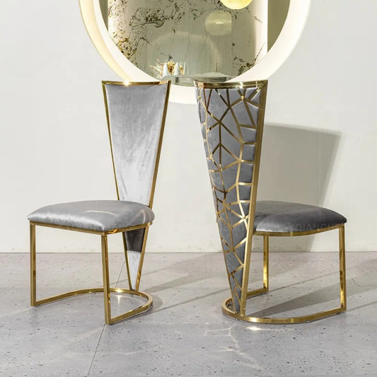 Luxury cutwork gold and grey dining chair