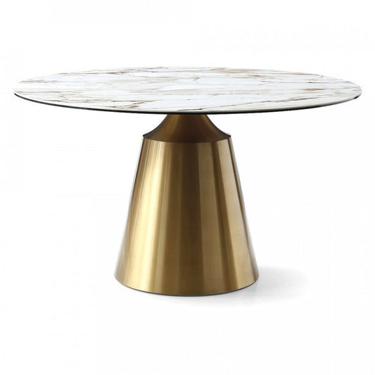 Round gold marble dining table