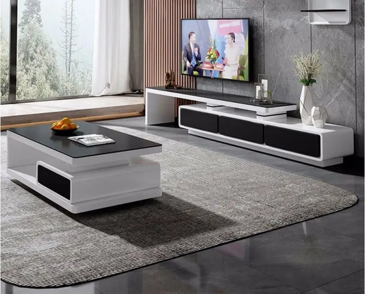 White high gloss tv stand and coffee table set