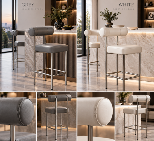 Silver leather bar chairs