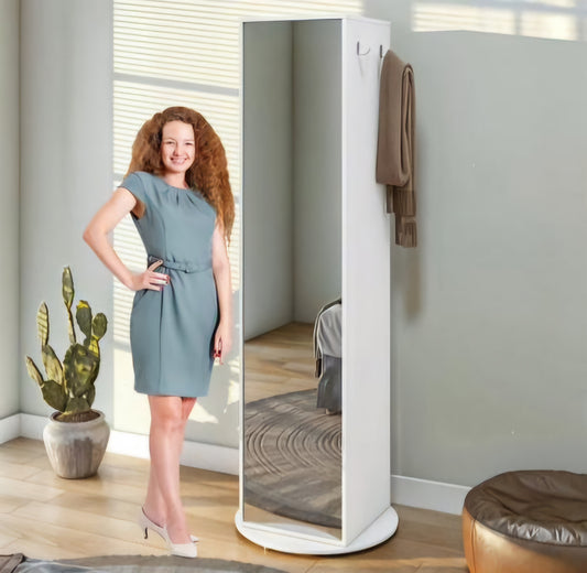 rotating shoe cabinet with mirror