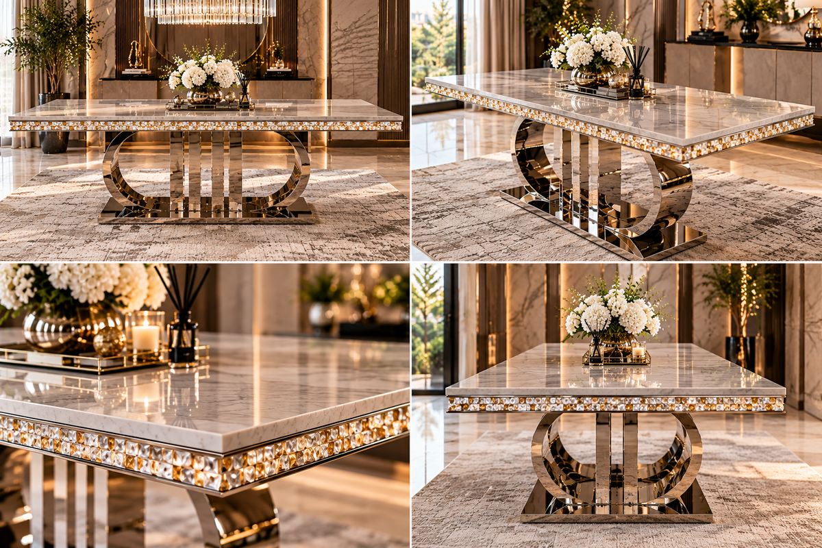 Silver marble Dior dining table