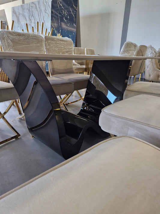 High gloss black dining table