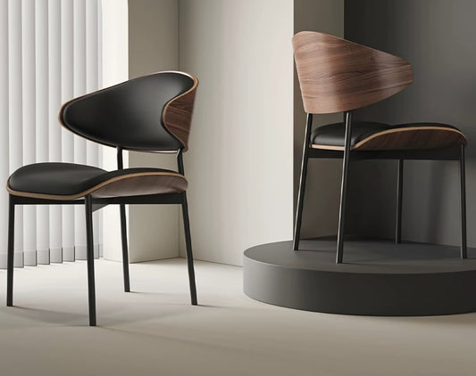 Leather dining chairs black and brown