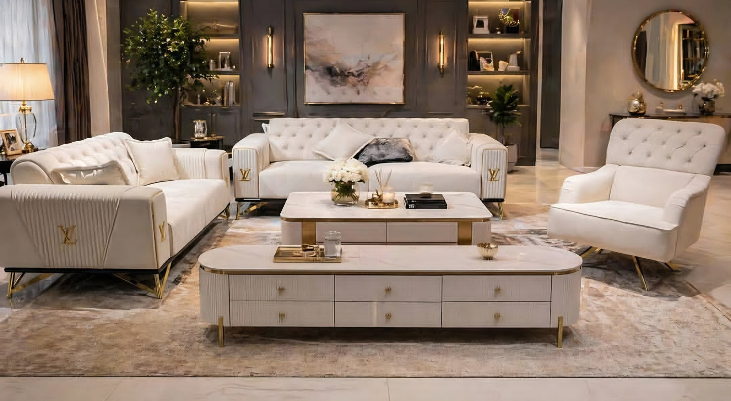 White Louis vuitton lounge set couches