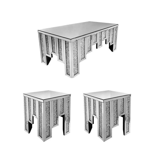 Crushed diamond silver Mirrored side table