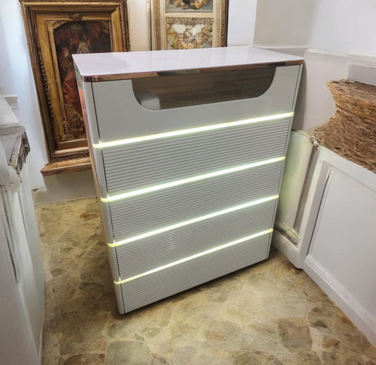 LED white chest of drawers