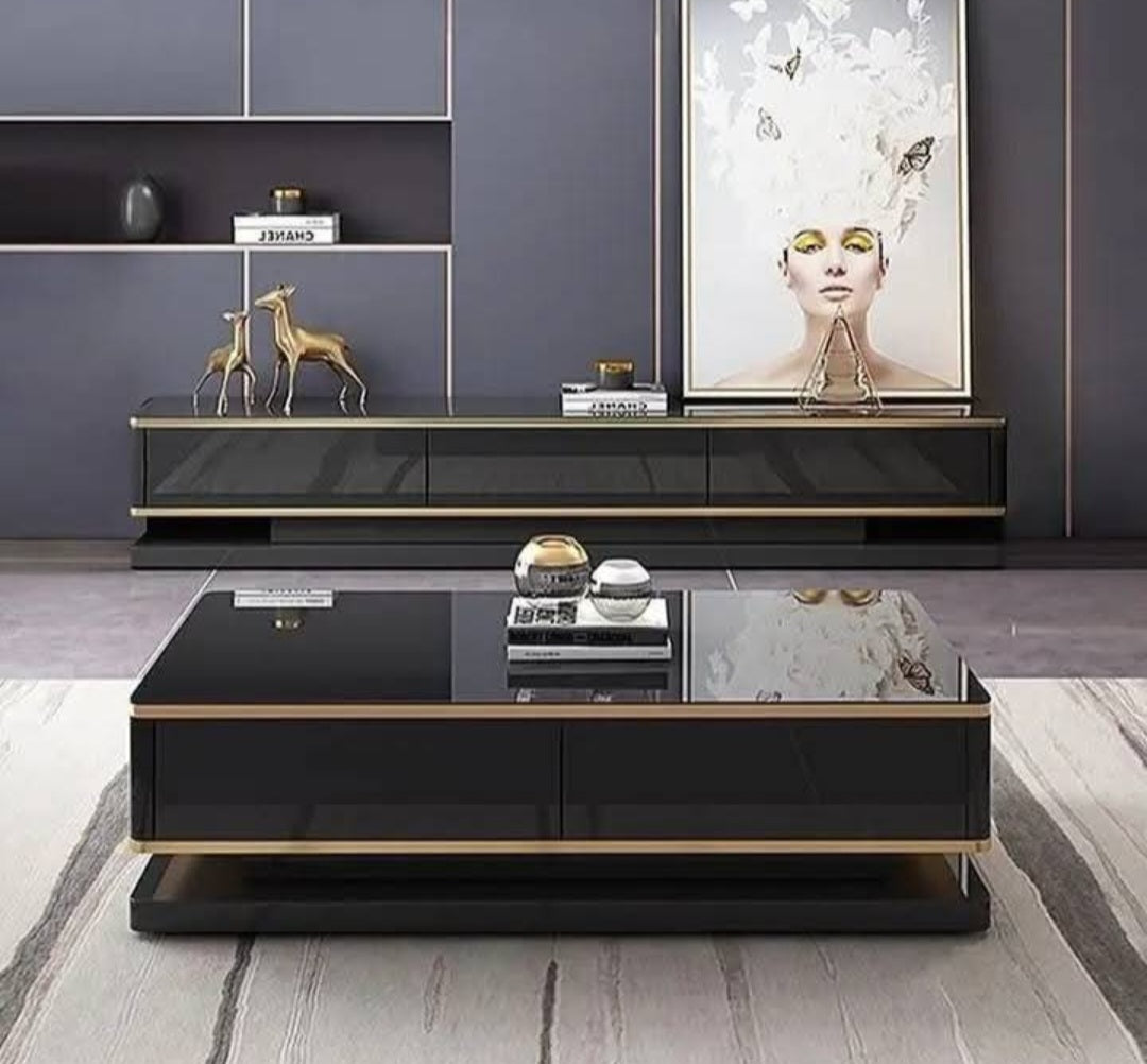 Black and gold modern coffee table