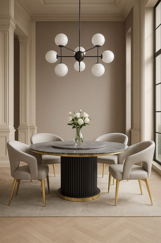 Grey and gold pu leather dining chairs