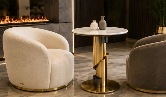 Round gold marble side table