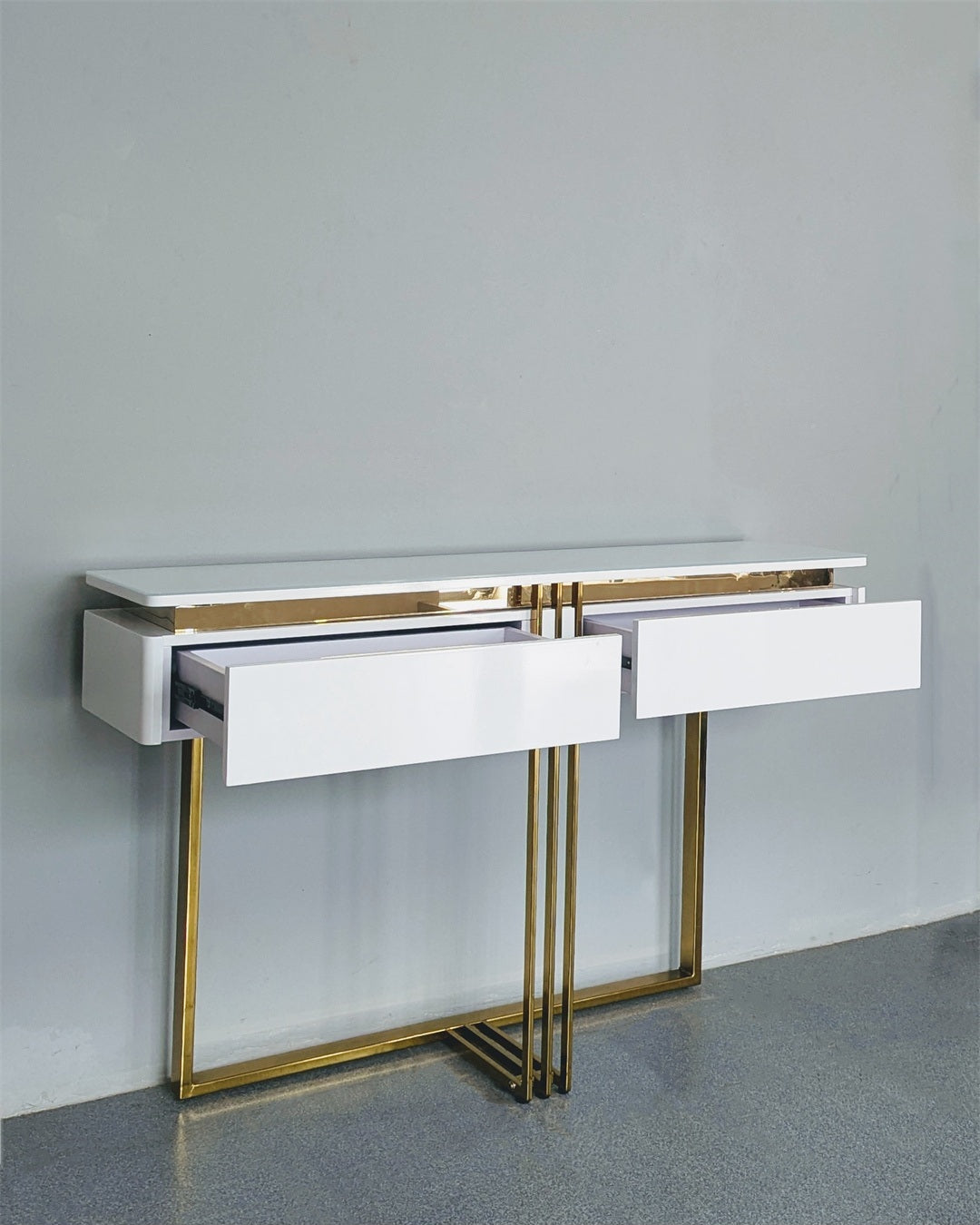 White and gold console table
