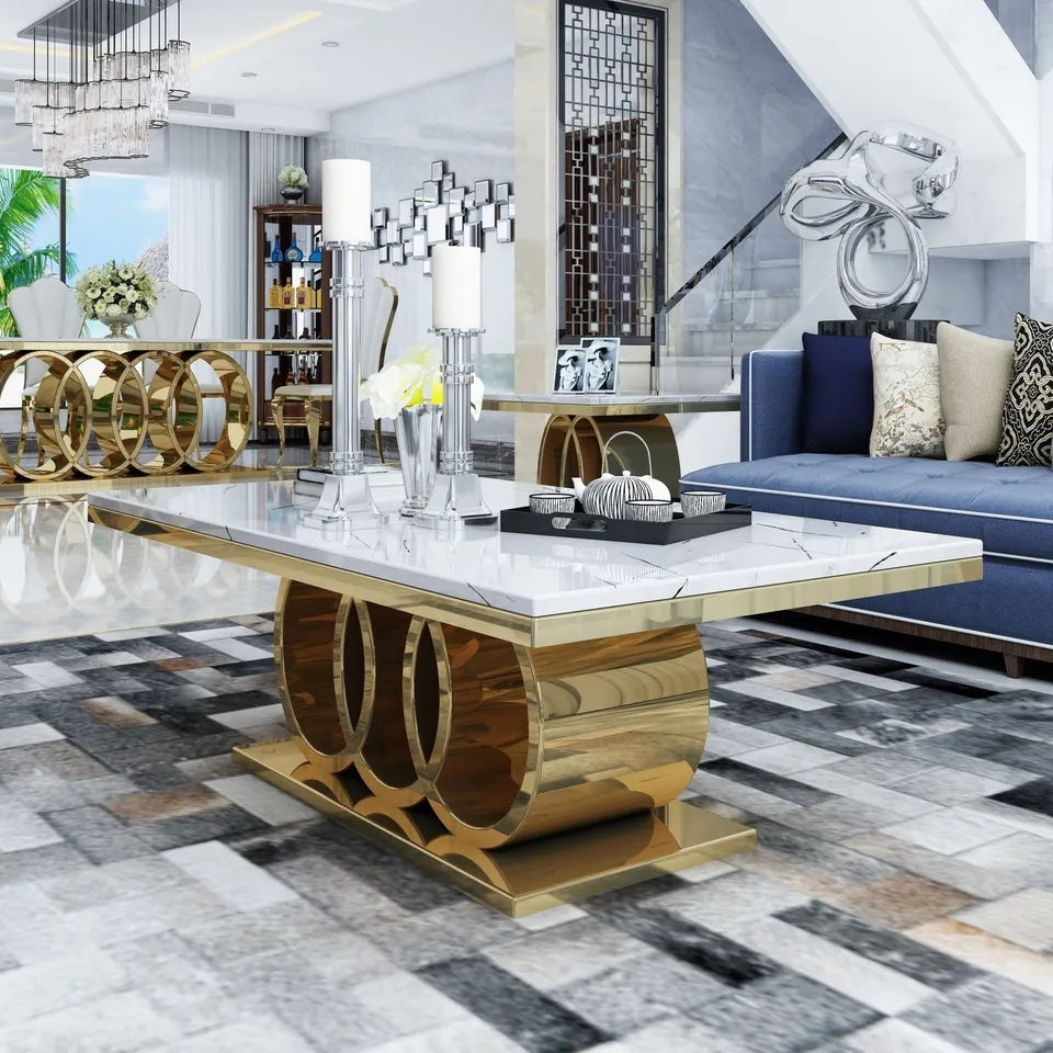 audi marble ring plasma coffee table set