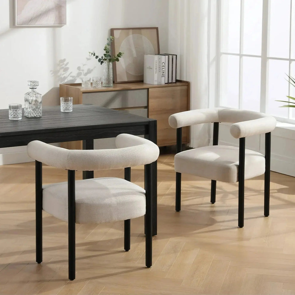 Black and white dining chairs