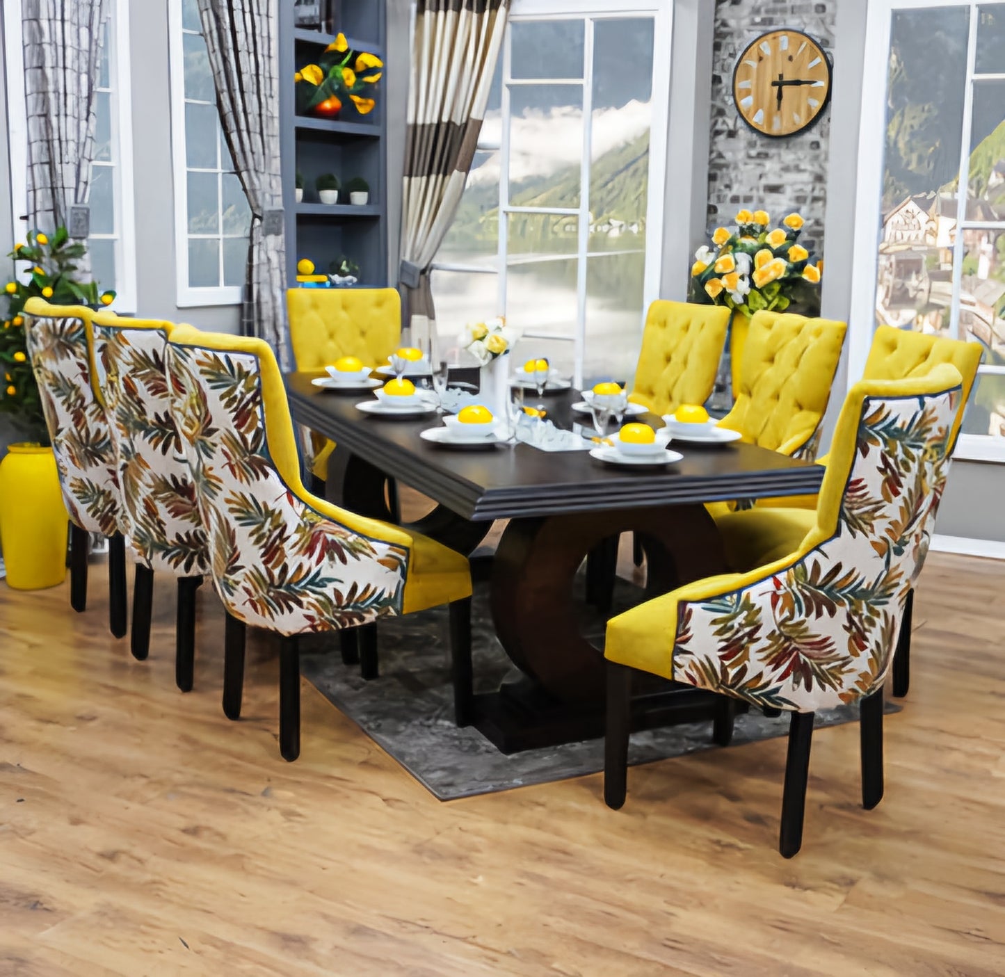 Brown wood dining table