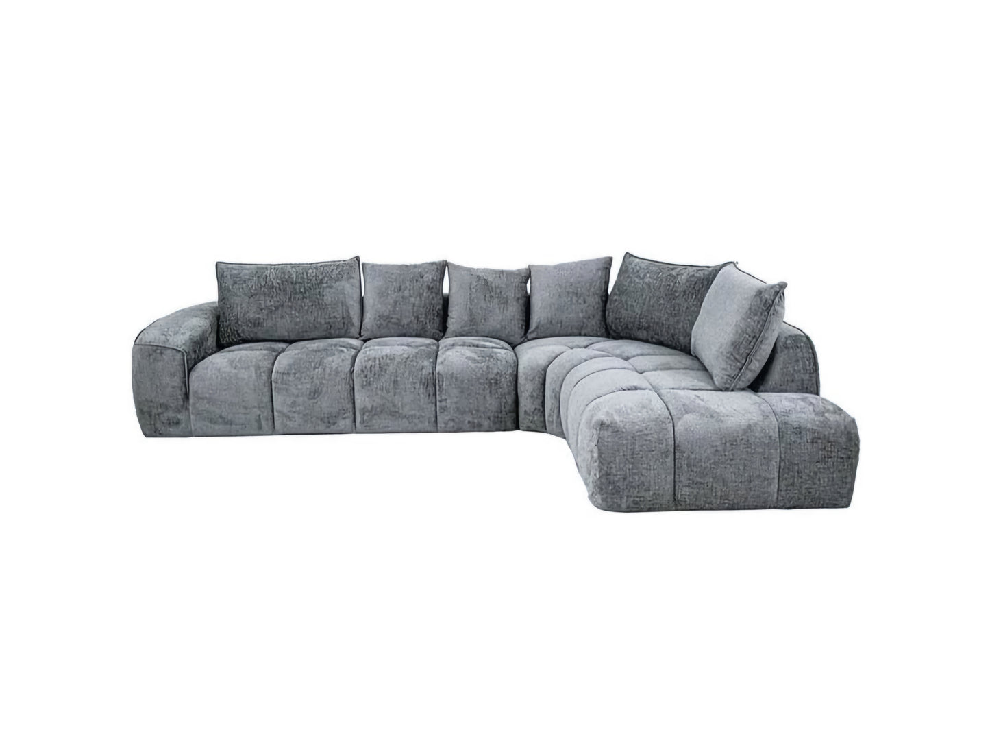 Grey plush l shape couch sofa