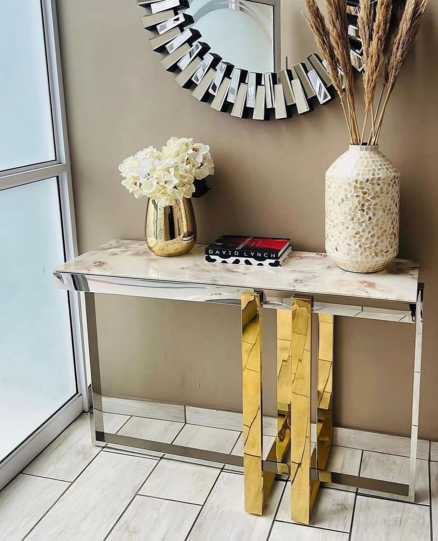 Gold and silver console table