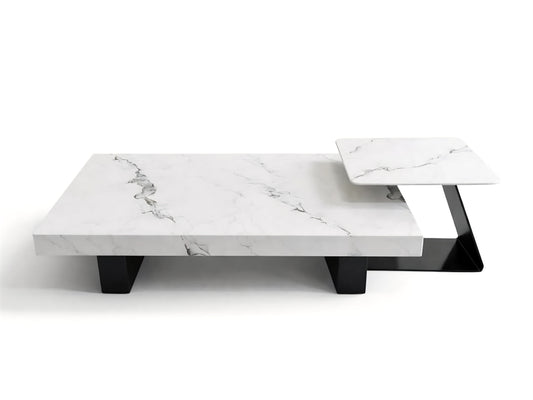 Nested white marble square coffee table