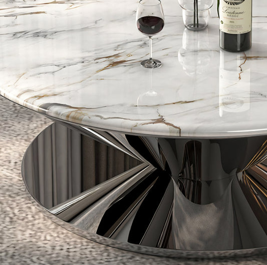 Silver marble round coffee table