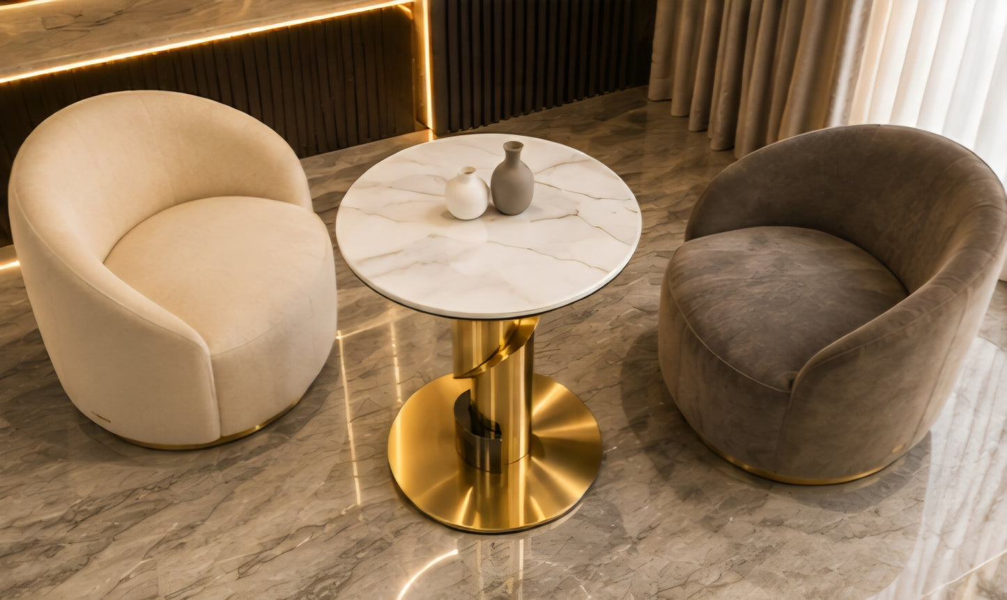 Round gold marble side table