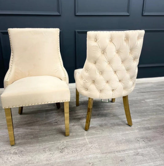 Cream and gold dining chairs