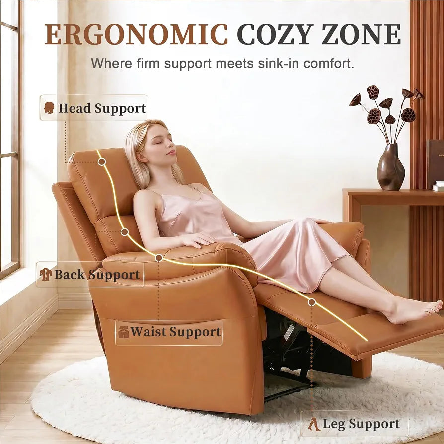 Brown single leather recliner