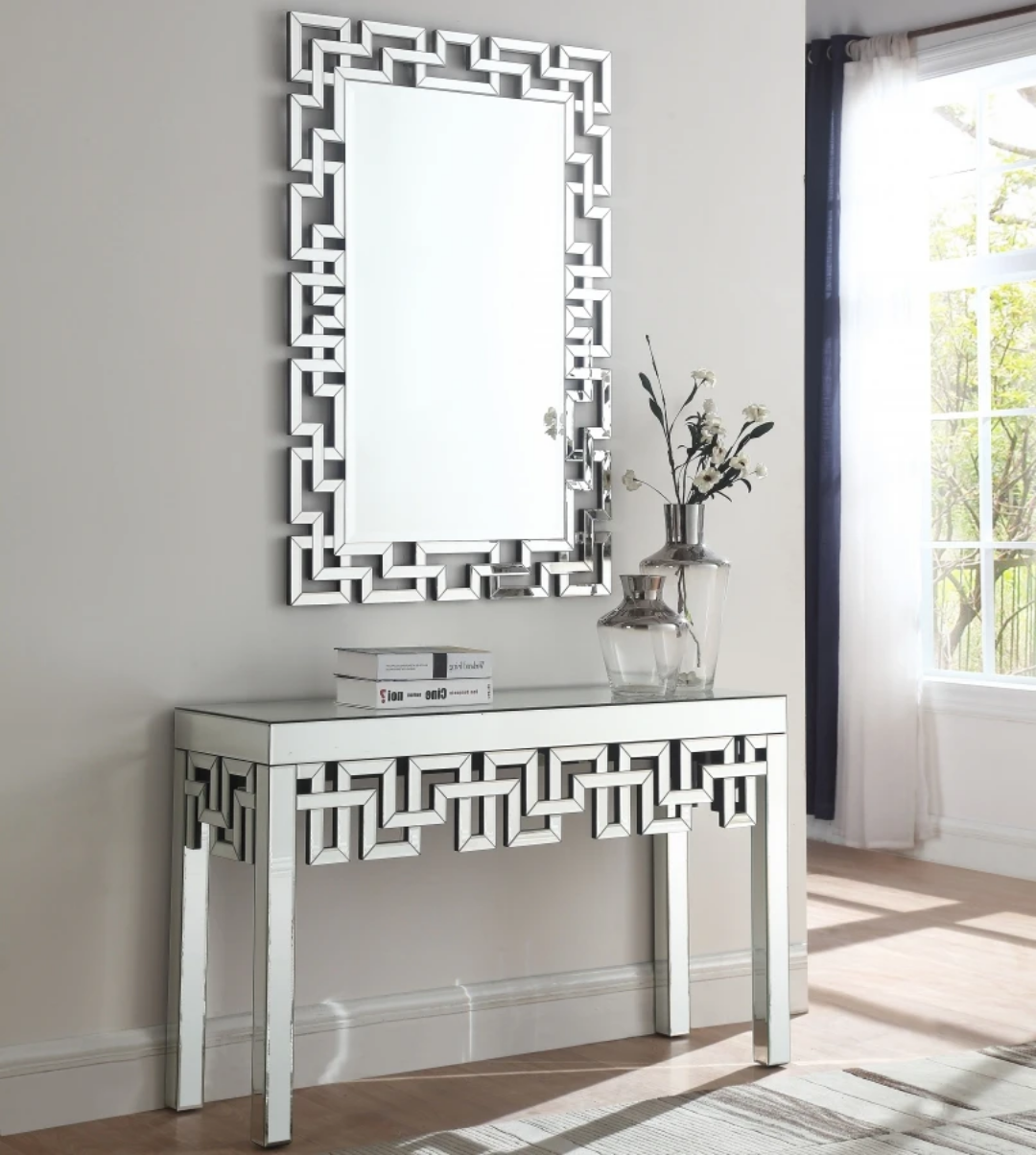 Silver console and mirror set