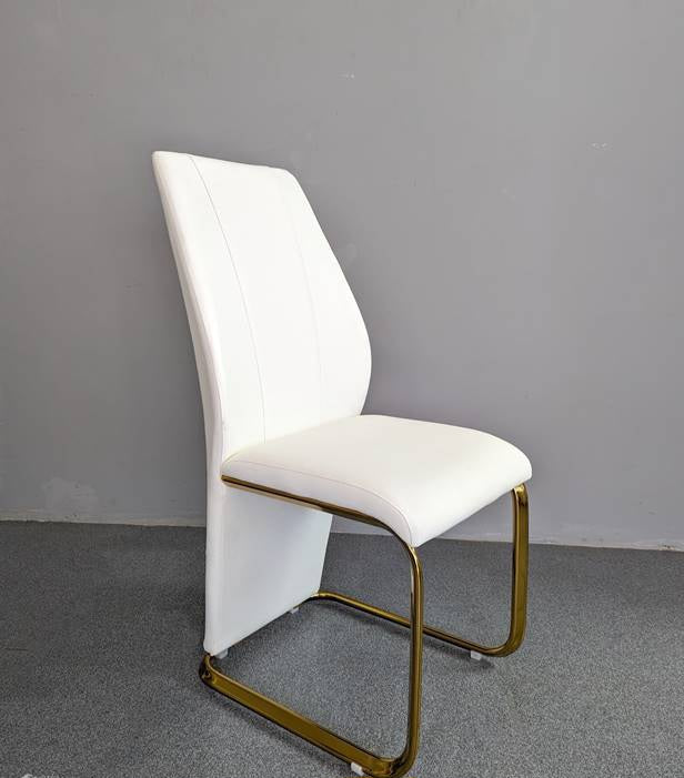 white and gold dining chairs