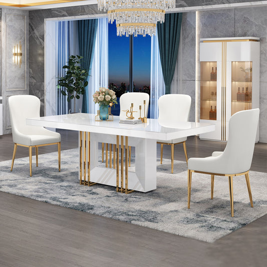 White and gold dining table