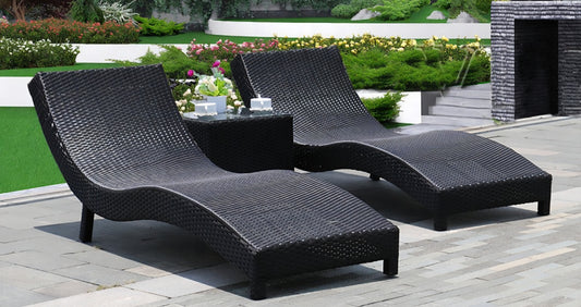 Pool loungers outdoor patio