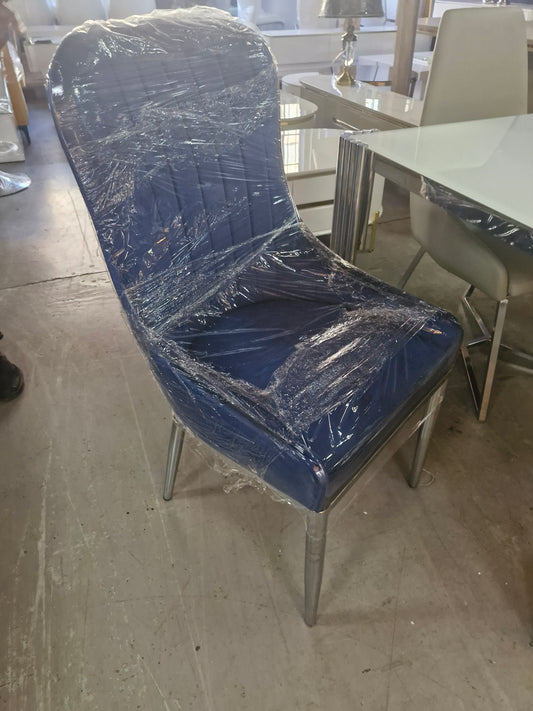 Blue velvet dining silver silver legs