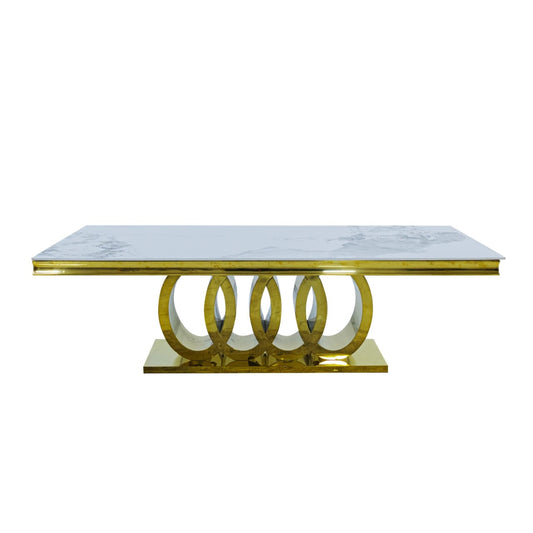 10/12 Seater White and Gold Dining Table