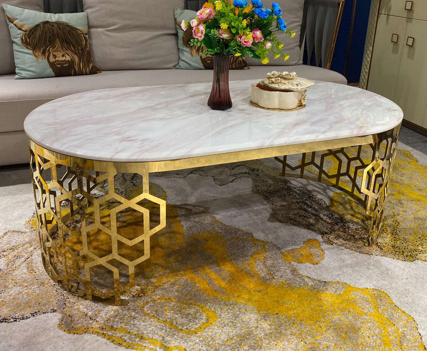 Gold marble coffee table
