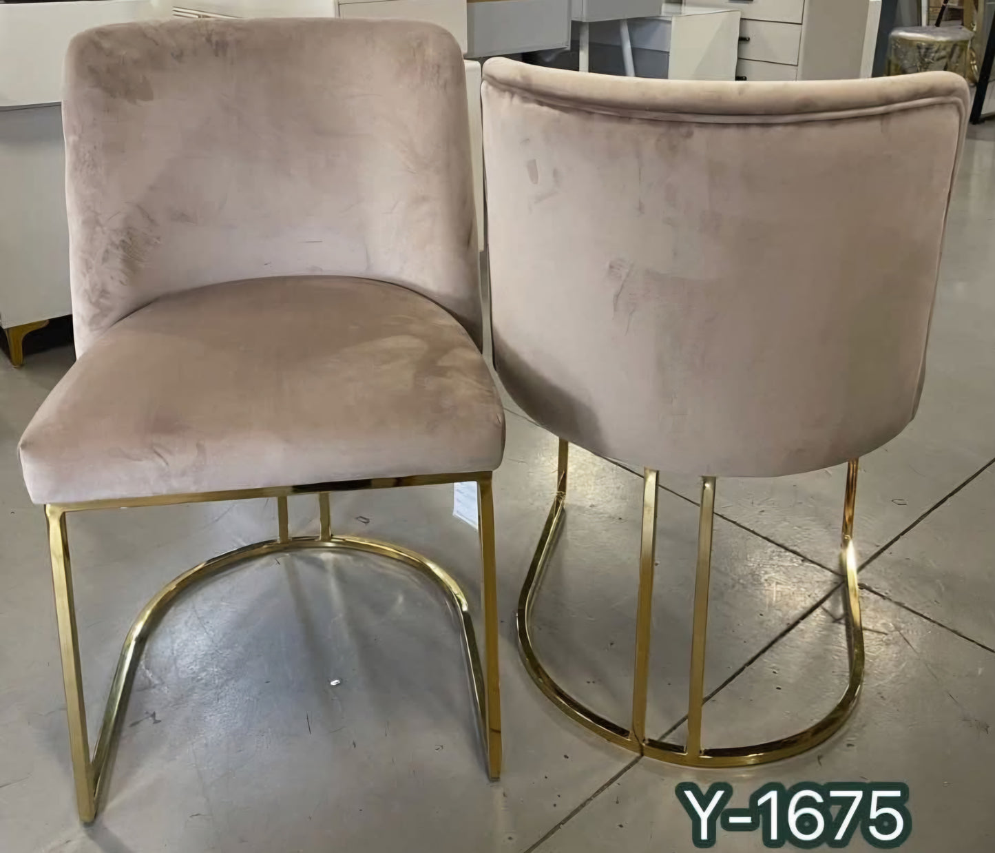 Beige and gold dining chairs