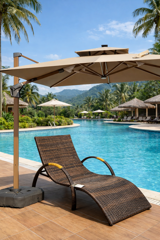 Outdoor pool loungers with handles