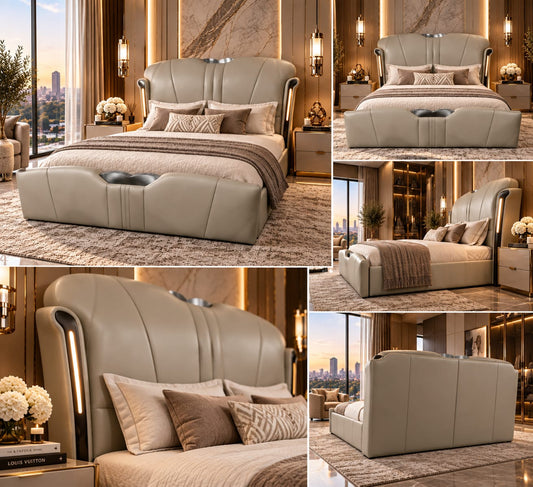 Grey bedroom suite headboard storage base