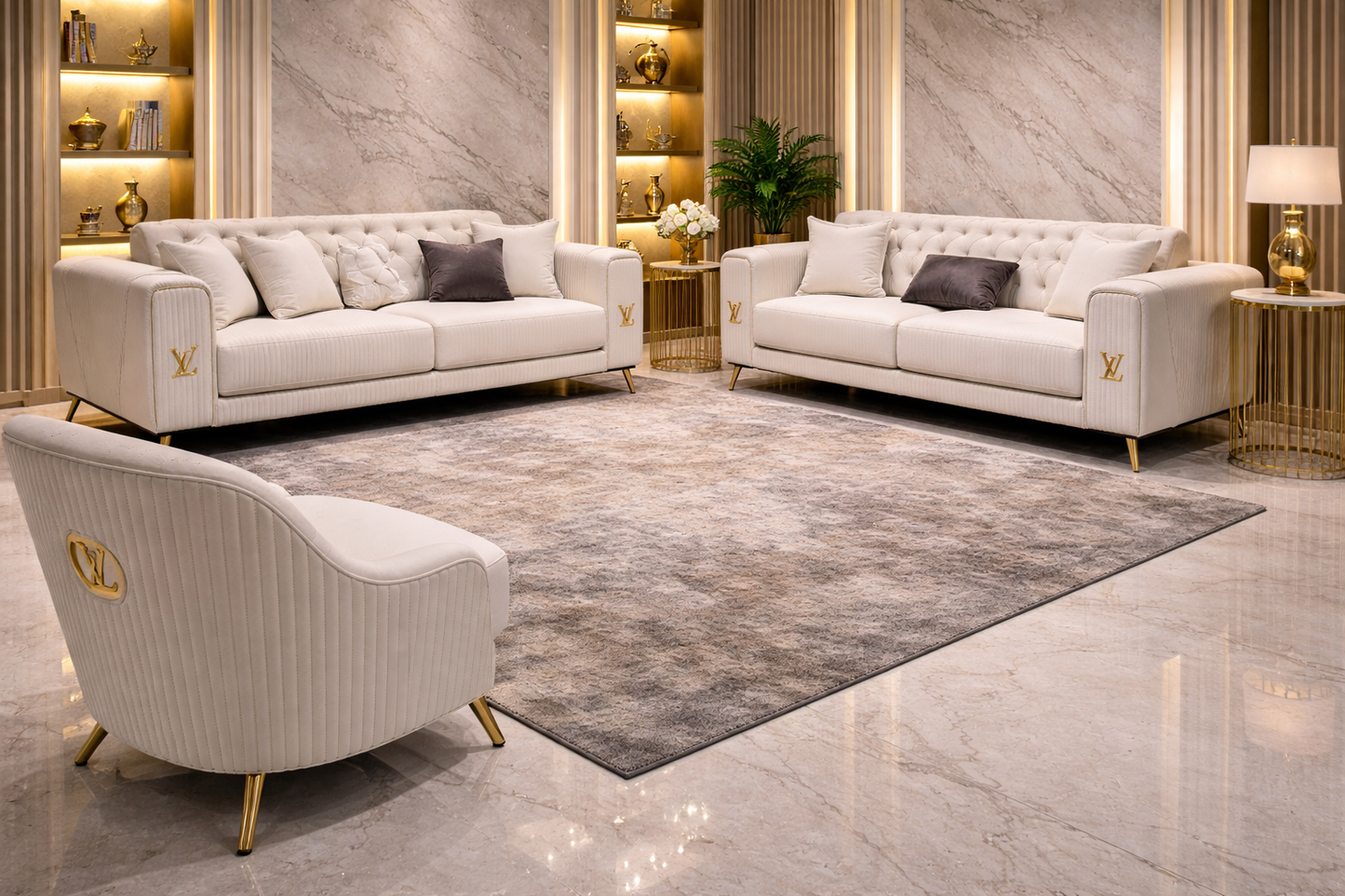 Louis vuitton lounge set cream white LV designer couch