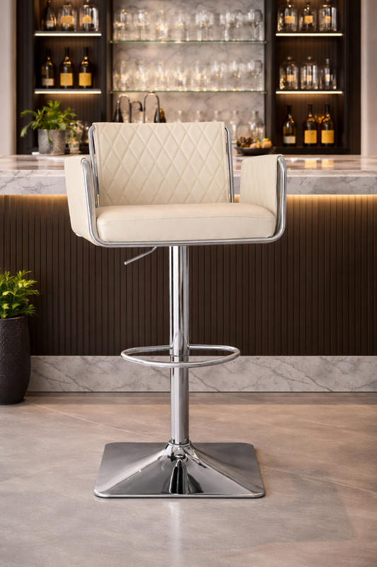 White and silver bar stool