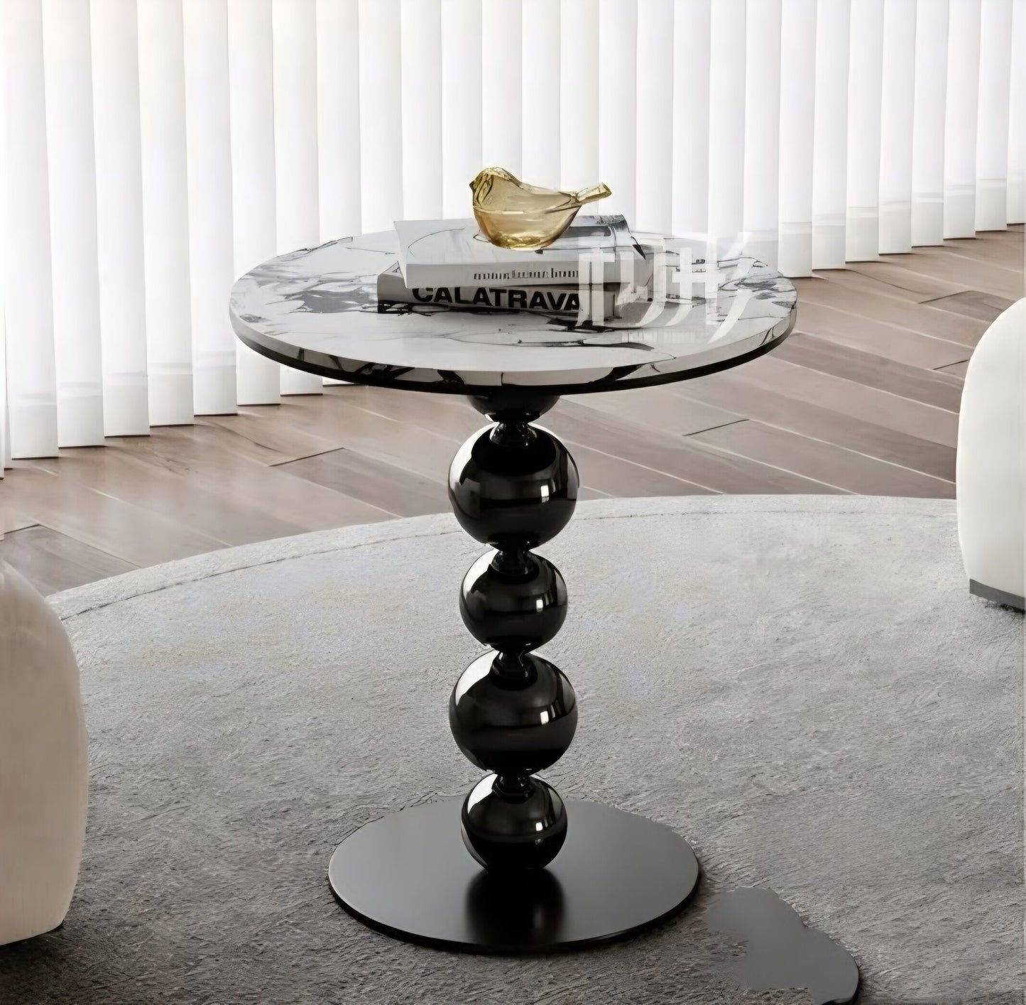 Ball design side table marble top